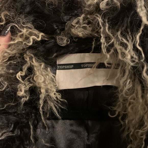 Topshop Mongolian Faux Fur Jacket Coat Blazer Glam - Picture 2 of 3